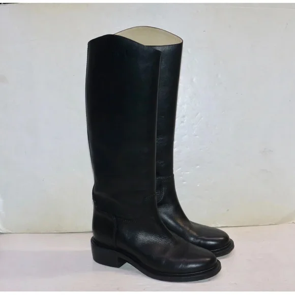 CHANEL Black Over the Knee Leather Boots - Picture 1 of 7